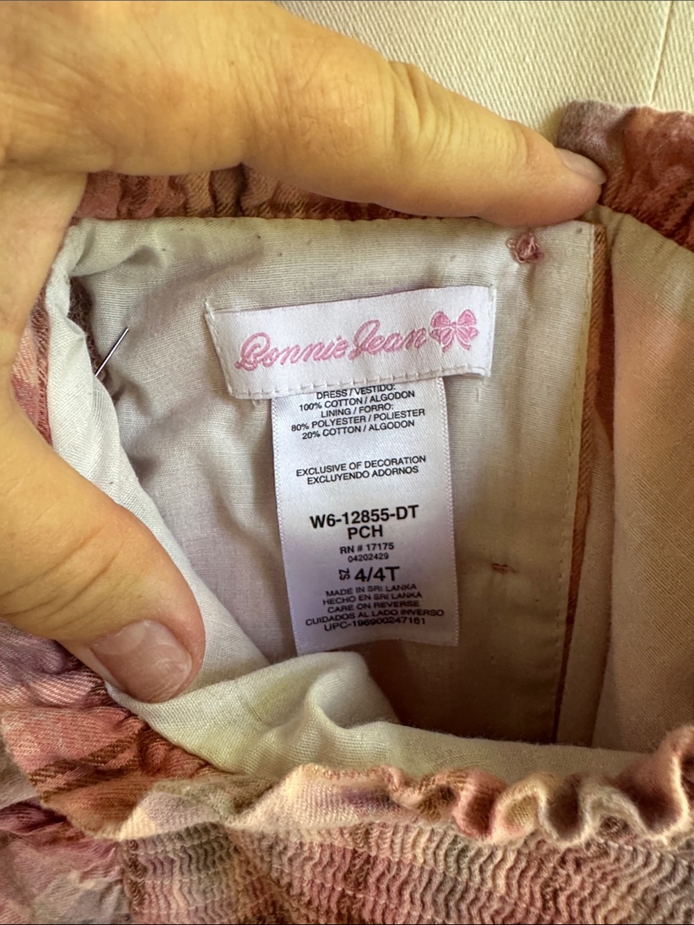 Bonnie Jean Pink Plaid Ruffle Smocked Baby Girl Dress - Picture 2 of 4
